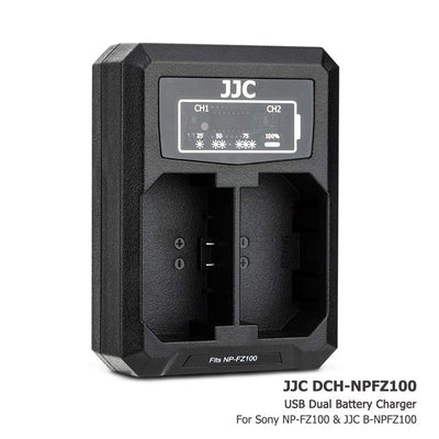JJC DCH-NPFZ100 USB Dual Battery Charger for Sony NPFZ100 Camera A9, A7 III, A7R III